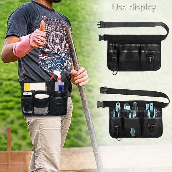 Portable Garden Tool Belt, Garden Tool Belt, Adjustable Garden Tool Bag with 8 Compartments, One