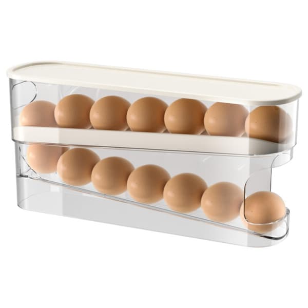 Eggdispenser for kjøleskap, oppbevaring av egg i kjøleskap, automatisk rullende 4-lags eggboks