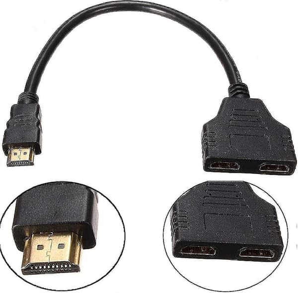 Splitterkabel Han 1080p Til Dobbelt HDMI Hun 1 Til 2 Vejs HDMI Splitter Adapterkabel