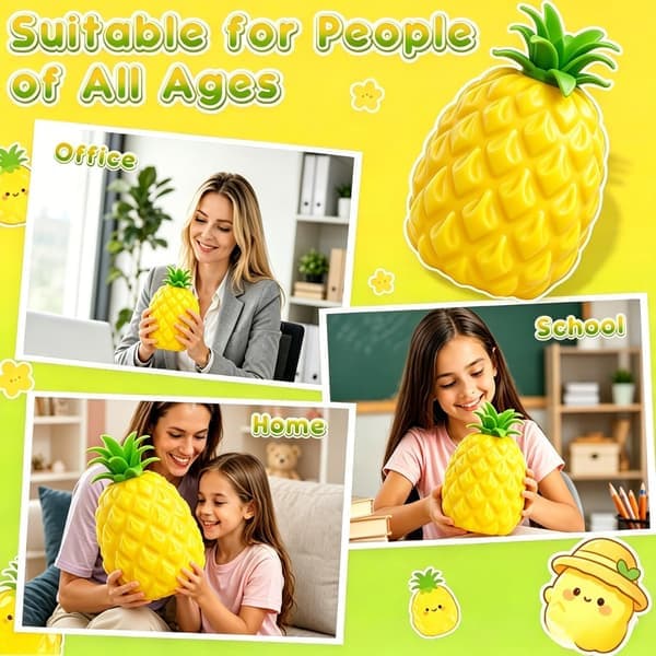 Kæmpe Ananas Squishy – 24 cm jumbo blød langsomt stigende stressbold til angstlindring