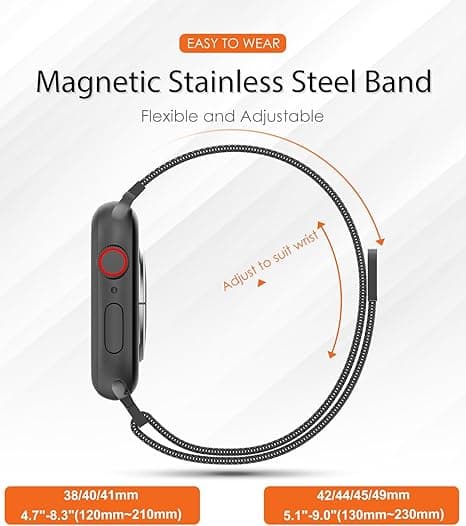 Apple Watch Rem 38mm 40mm 41mm Kompatibelt Magnetbånd til Kvinder og Mænd, Sort Black