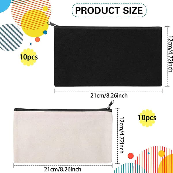 20 st canvasmålning väskor rese necessär väska dragkedja kosmetiska väskor - Fodral Beige + black 20