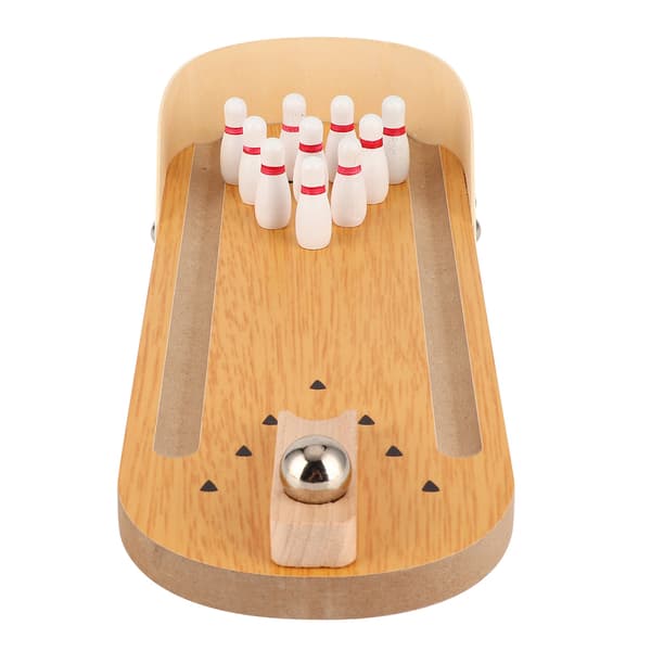 Bowlingleke i tre for barn, interaktivt minispill for skrivebord, foreldre og barn