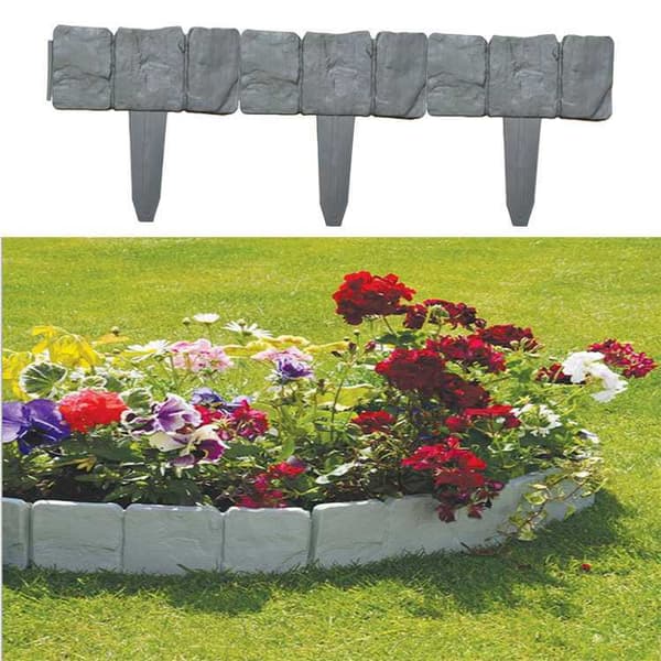 Imitation Stone Garden Edging Ground Edging Stake Garden Rustic Garden Lawn Edging Accessories - PP Plastic, 23*25cm, 20pcs