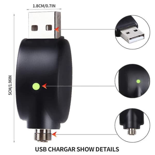 2x USB-opladningsadapter til 510 gevind overopladningsbeskyttelse oplader strømadapter