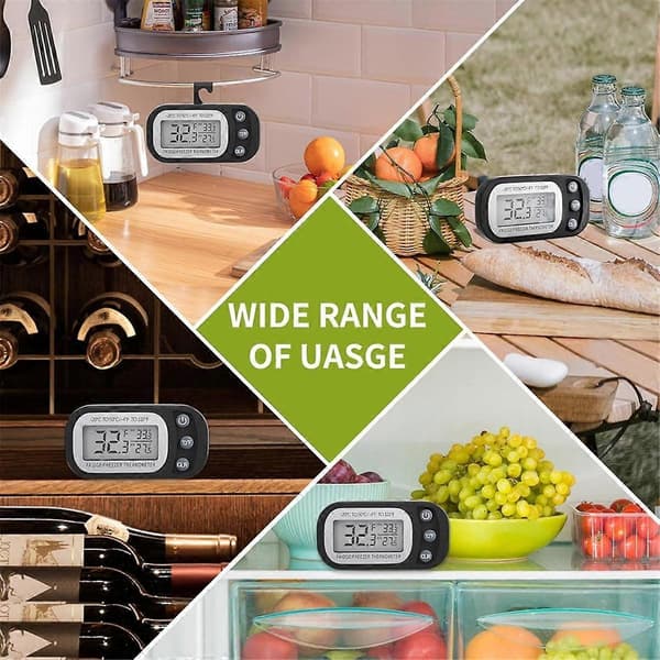 4 pcs Digital Refrigerator Thermometer Fridge and Freezer Thermometer with Large LCD Screen Stand for Room Kitchen