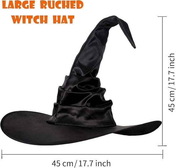 Halloween Heksehatt Svart Stor Ruffled Heksehatt Halloweenfest