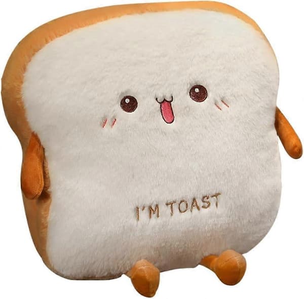 40CM Bread Pillow Toasted Bread Cushion Soft Plush Toy Toasted Sliced Bread Pillow Hand Warming Design