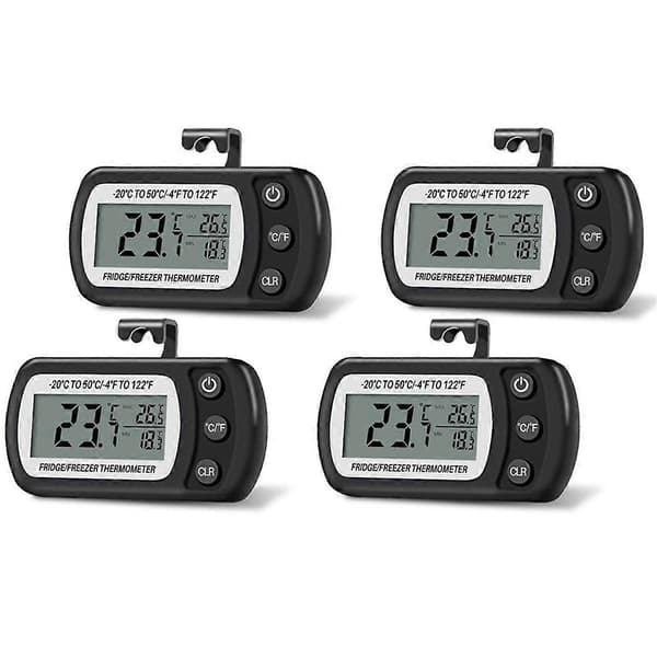4 pcs Digital Refrigerator Thermometer Fridge and Freezer Thermometer with Large LCD Screen Stand for Room Kitchen
