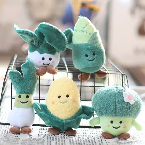 Vegetable Plush Toy Cabbage Broccoli Pendant Stuffed Doll Keych