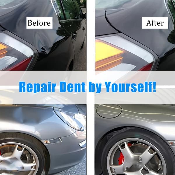 Dent Puller Tool - Paintless Repair Kit with T-Bar and 18 Suction Cups for Car and Glass