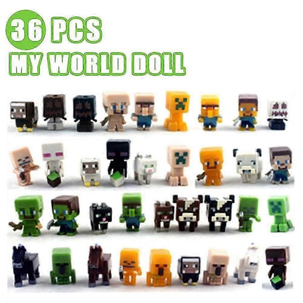 36 stk/sett Minecraft Minifigurer Kakepynt Bursdagsfest Tilbehør Barnepresenter GS_tfrf