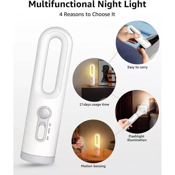 Human Body Sensor Night Light Ambient Light Outdoor Camping Lighting Rechargeable Home Light Control Bedside Lamp LED Light