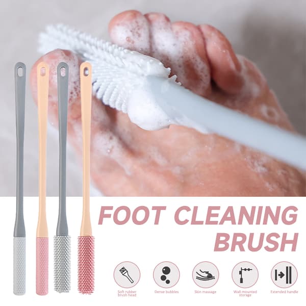 Shower Foot Scrubber with Long Handle, Toe and Foot Cleaning Brush