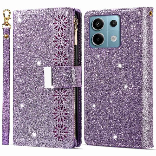 Til Xiaomi Redmi Note 13 Pro 5G/Poco X6 5G Etui Læder Telefoncover Glitteroverflade