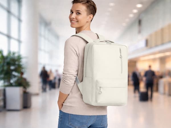 Backpack with laptop compartment and USB port 18–20 L white 45x30x16 cm Vit white