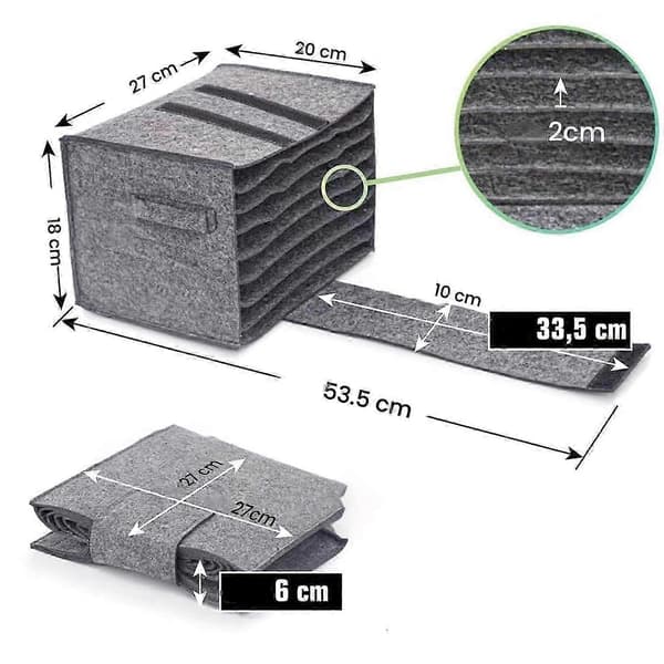 Caravan Plate Holder, Camping Dinnerware Storage Felt Bag with Side Handle, for RV Cabinet Glass Mug Dinnerware Storage-2PCS grey 2pcs