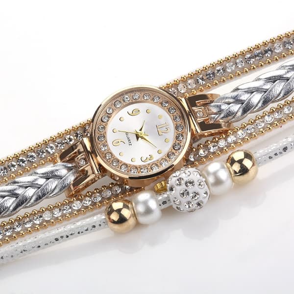 Armbåndsur Perle Ur til Kvinder, Bling Dameur med Armbånd