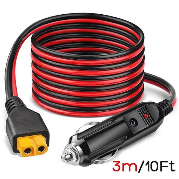 12AWG Car Cigarette Lighter to XT60 Adapter Cable for ALLPOWERS R600 R1500 R2500 S2000 Pro Ecoflow Delta/River An Black   red