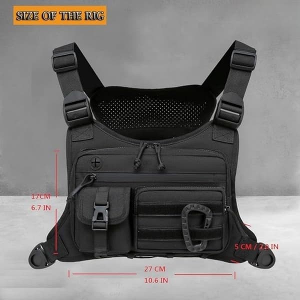 Nylon Chest Bag with Quick Release Buckle and Multiple Pockets, Adjustable, Practical Vest, Suitable for Outdoor Activities, Hiking, Cycling