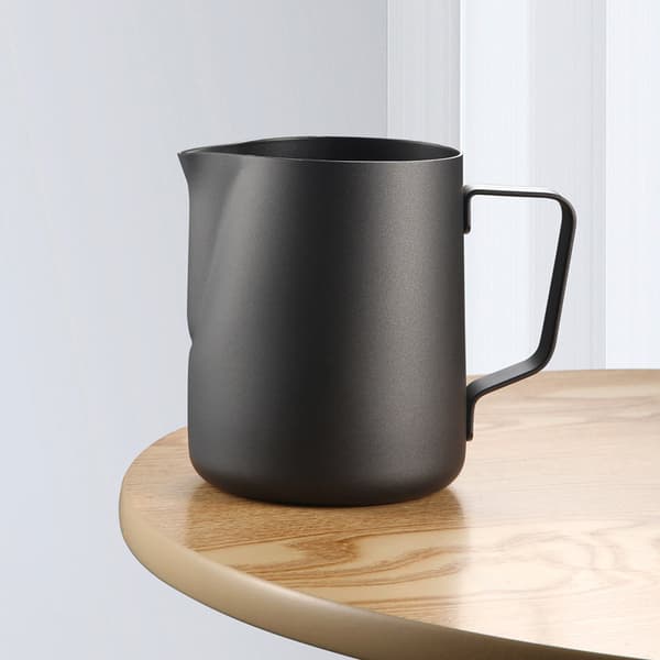 Mælkekande i rustfrit stål 350 ml 12 oz til cappuccino og latte mælkeskumning, sort