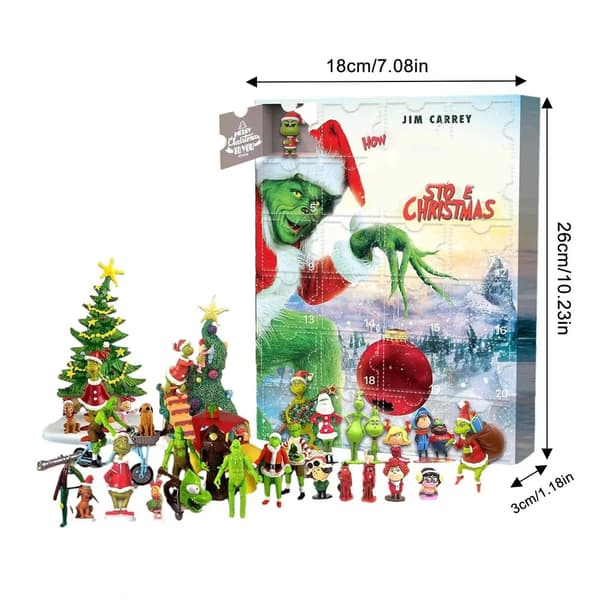 Jul Adventskalender 24 stk Blind Box Barnegaver - Grinch E Stil