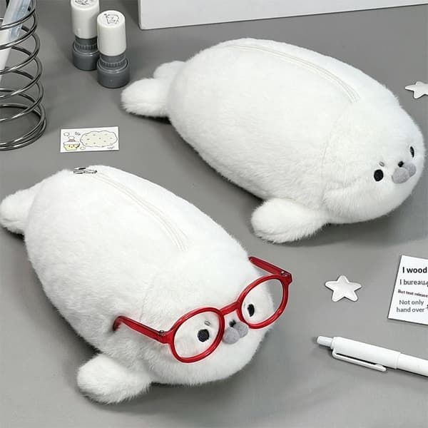 Funny Seal Doll Pencil Case High Aesthetic Value Large Capacity A2