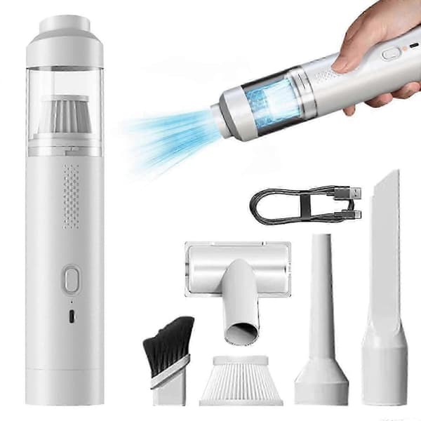 Handheld Brushless Vacuum Cleaner, High Power 19000Pa/200W with One-Button Vacuuming, White white