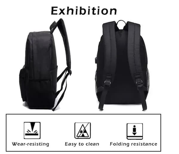 Backpack, Cr7 Student Backpack With USB Charging Port, Lock And Pencil Case, Set Of 2 (Style 3)