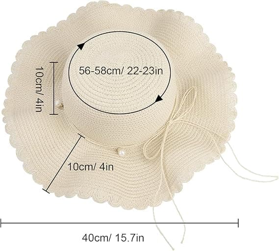 Beige stråhat til kvinder, foldbar solhat UV-beskyttelse, sommerstrand