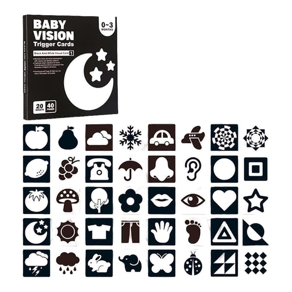 Baby Visual Stimulation Card Black White Visual Stimulation High Contrast Baby Flashcard Black White Card Newborn SET 4 SET 1