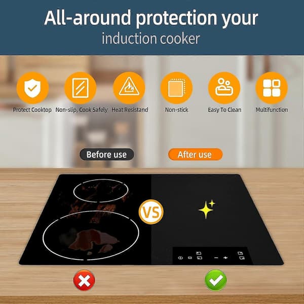 Large Silicone Induction Cooktop Protector Mat, 51.8 cm X 78 cm Induction Cooker Protector Magnetic Electric Hob Protector Anti-S