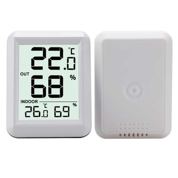 Trådløst termometer og hygrometer innendørs/utendørs Hvit White 55