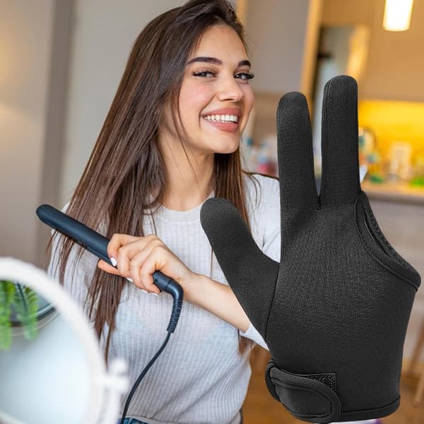 Krøllejernshandsker, 3-fingers elastiske vanter til varmebeskyttelse - Maskinvaskbare komfortable professionelle hårstylingværktøjer til H
