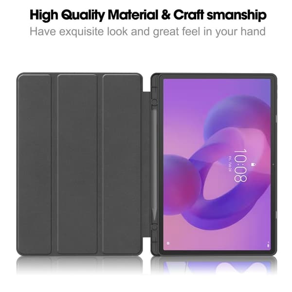 For Lenovo Idea Tab Pro Case Tri-Fold Stand Cover with Pen Holder - Dark Blue Blå blue