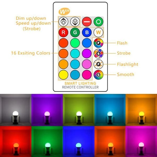 E27 RGBW 15W Kaldhvit LED-pære - Dimbar