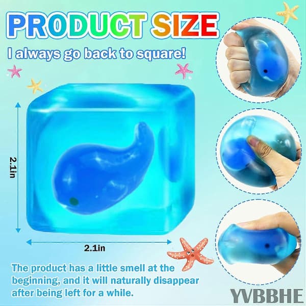 Squishy Stress Cube Fidget Legetøj Voksne - Glødende Blæksprutte Sensorisk Legetøj til Børn med Autisme Stressbolde til Børn Klemmelegetøj mod Angst D