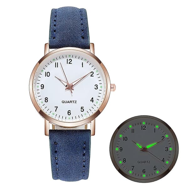 Dameur med diamanter, lysende retro, kvartsarmbåndsur blue