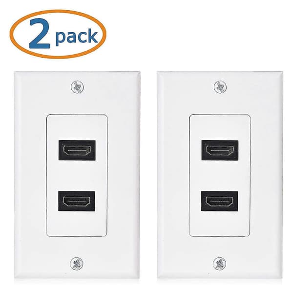 2-pack 2-portars -kompatibel väggplatta i vitt (4K UHD, ARC och Ethernet Pass-Thru-stöd)
