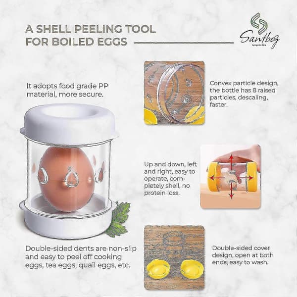 Quick Egg Peeler, Manual Egg Peeler, Portable Hard Boiled Egg Shell Separator, Magic Amazing Egg Shell Machine Removes Shells from Eggs Green