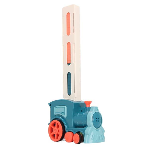 Domino Train Toy Sound Light Improve Creativity Automatic Domino Stacking Game for Kids Blue
