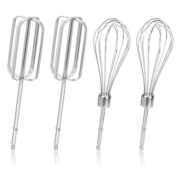 4 stk. håndmixerpiskeris tilbehørssæt, 2 stilarter rustfrit stål håndholdt mixer til håndmixer 626 Silver