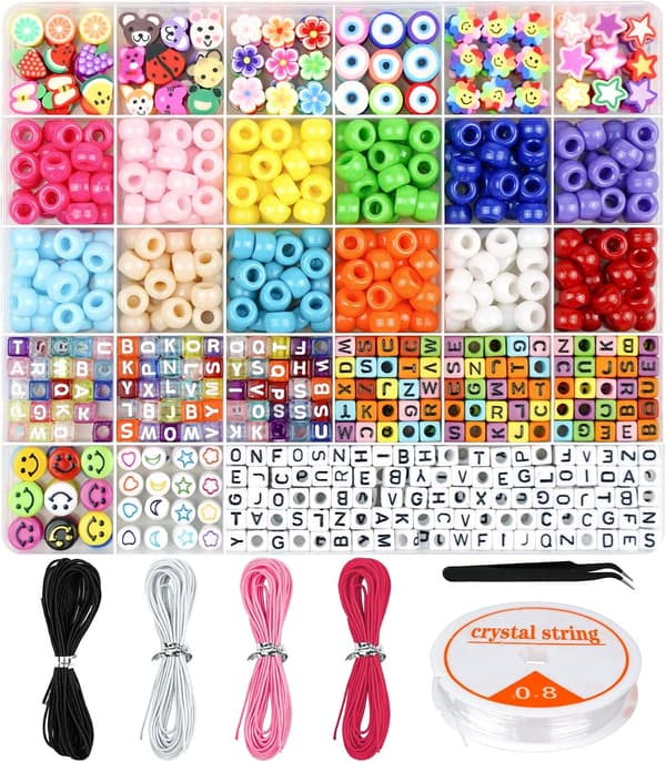 Bracelet Kit, Beads for Bracelet Making Pony Beads Polymer