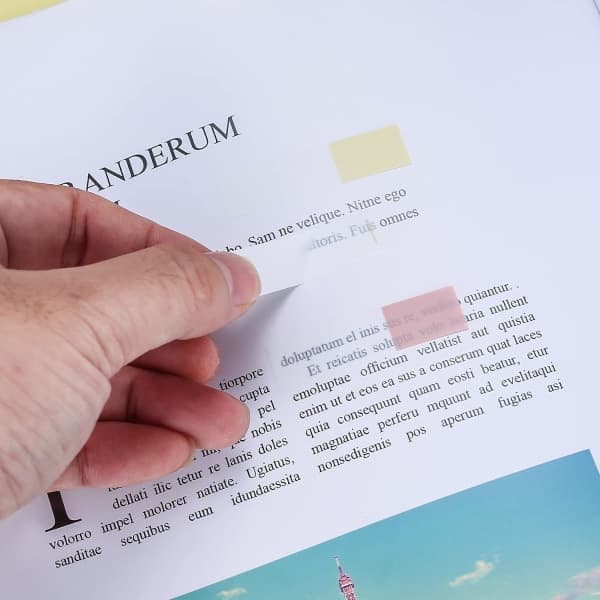 Sæt med 6 Post-it-lapper, farvede selvklæbende bogmærkeetiketter