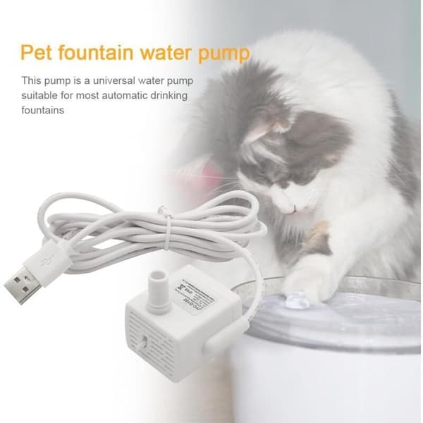 Submersible Water Pump for Pets, 5V 1A Ultra-Quiet Low Power Consumption, Adjustable Water Flow (Anti-Dry Boiling, with Light)