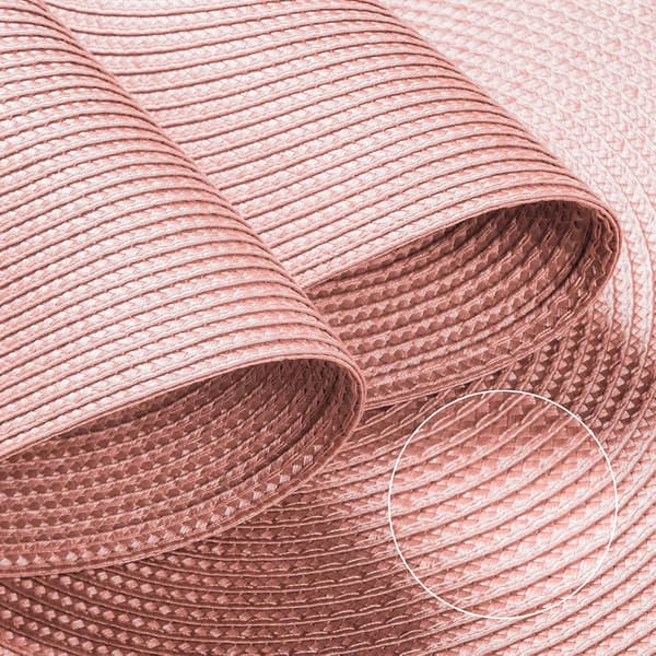Set med 6 runda vävda bordstabletter, tvättbara, halkfria, 38 cm, rosa
