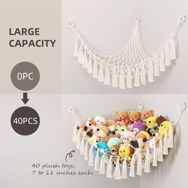 1-pack - Stuffed Animal Hammock - Wall Mounted Stuffed Animal Net (130 cm)