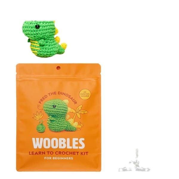 Woobles Lær At Hækle Sæt, Hæklet Tøjdyr DIY Hæklesæt Til Begyndere Dinosaur