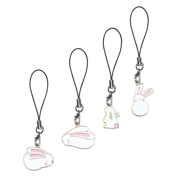 Rabbit Pendant Phone Charm Hanging Decoration with 16 Pcs for Mobile Phones