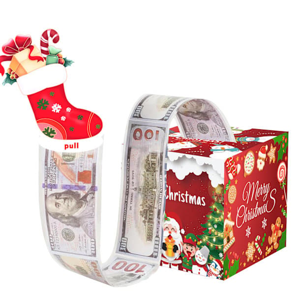 Julöverraskning Spargris Presentförpackning – Party Lyckodragning Låda med Dolda Pengar*10*Färgglad Snögubbe Present 10